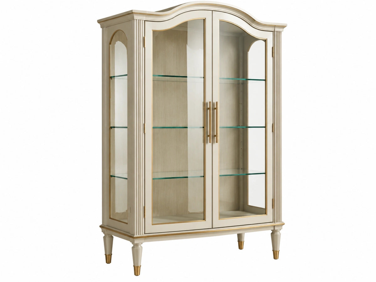 Vitrinekast 120 x 45 x 190 cm hout en glas crème klassiek