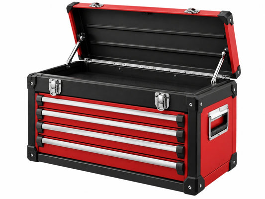 Gereedschapskist 77 x 40 x 50 cm staal rood zwart - 5 laden met opklapbaar deksel