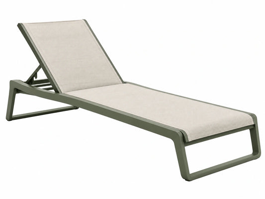 Ligbed 200 x 70 x 85 cm metalen frame beige verstelbaar voor buiten