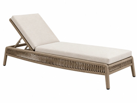 Ligbed 200 x 70 cm beige taupe met geweven frame en verstelbare rugleuning
