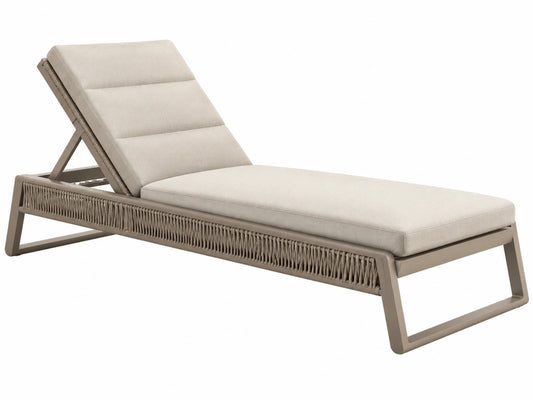 Ligbed 200 x 70 cm beige met metalen frame en verstelbare rugleuning