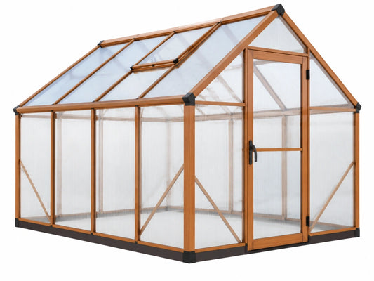 Serre 244 x 190 x 202 cm - aluminium en polycarbonaat - bruin transparant - vrijstaand met dakraam