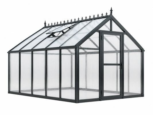 Serre 240 x 240 x 230 cm aluminium zwart/transparant - tuinserre met polycarbonaatpanelen